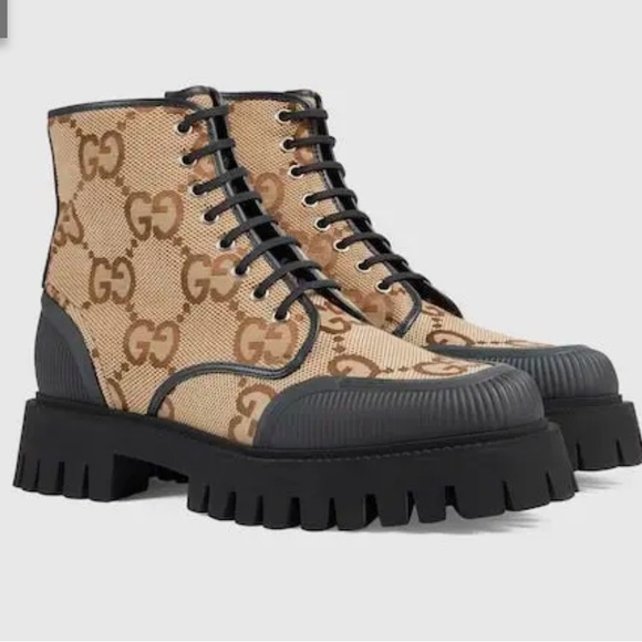 Gucci Maxi GG Lace Up Boots - Picture 1 of 9